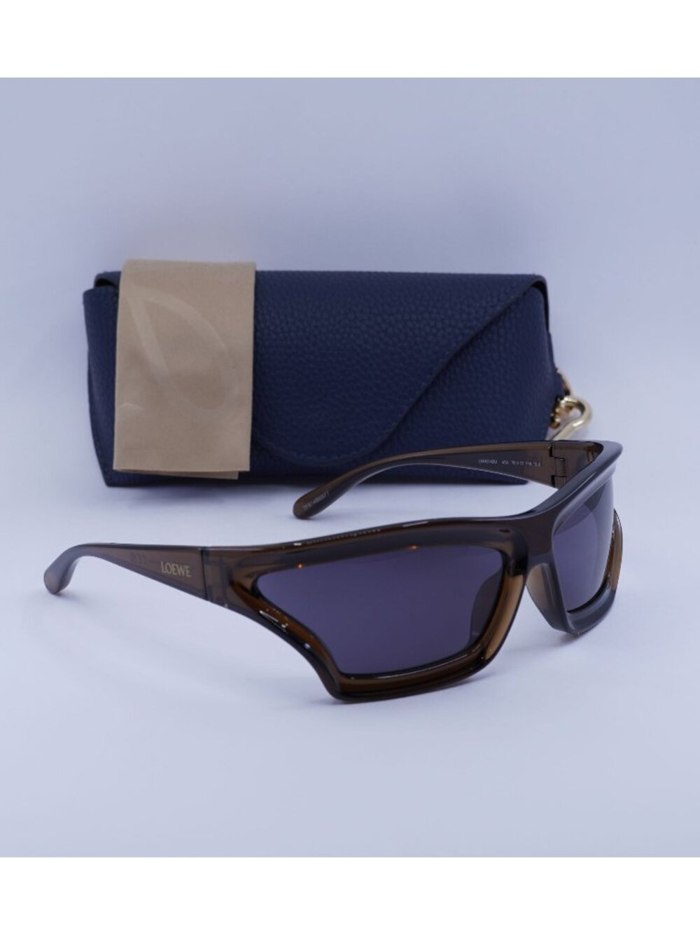 Loewe LW40143U 47A Shield Sunglasses – Brown / Grey